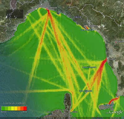 Mappa del traffico marittimo - passeggeri