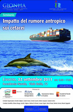 locandina del seminario sull'impatto del rumore antropico sui cetacei